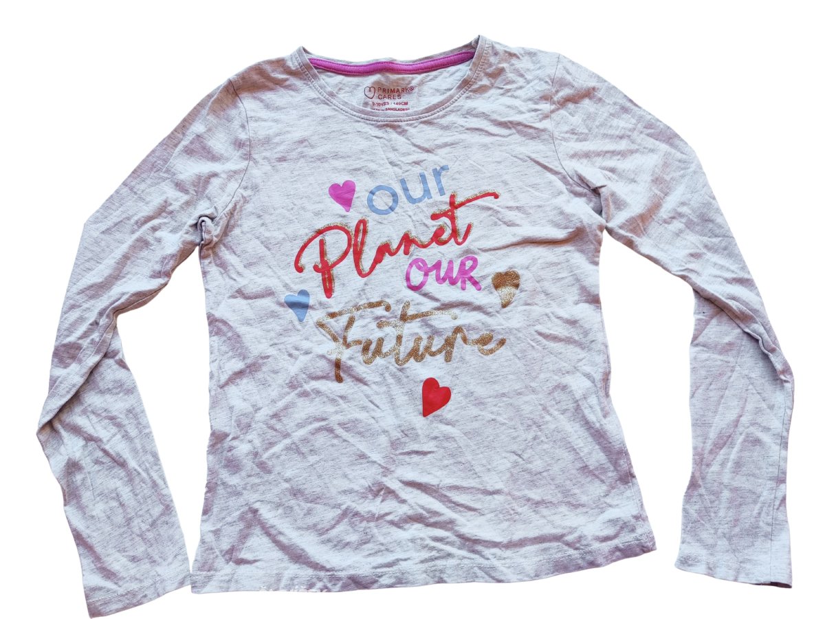 Šedé triko s nápisem pro holky dlouhý rukáv secondhand Primark