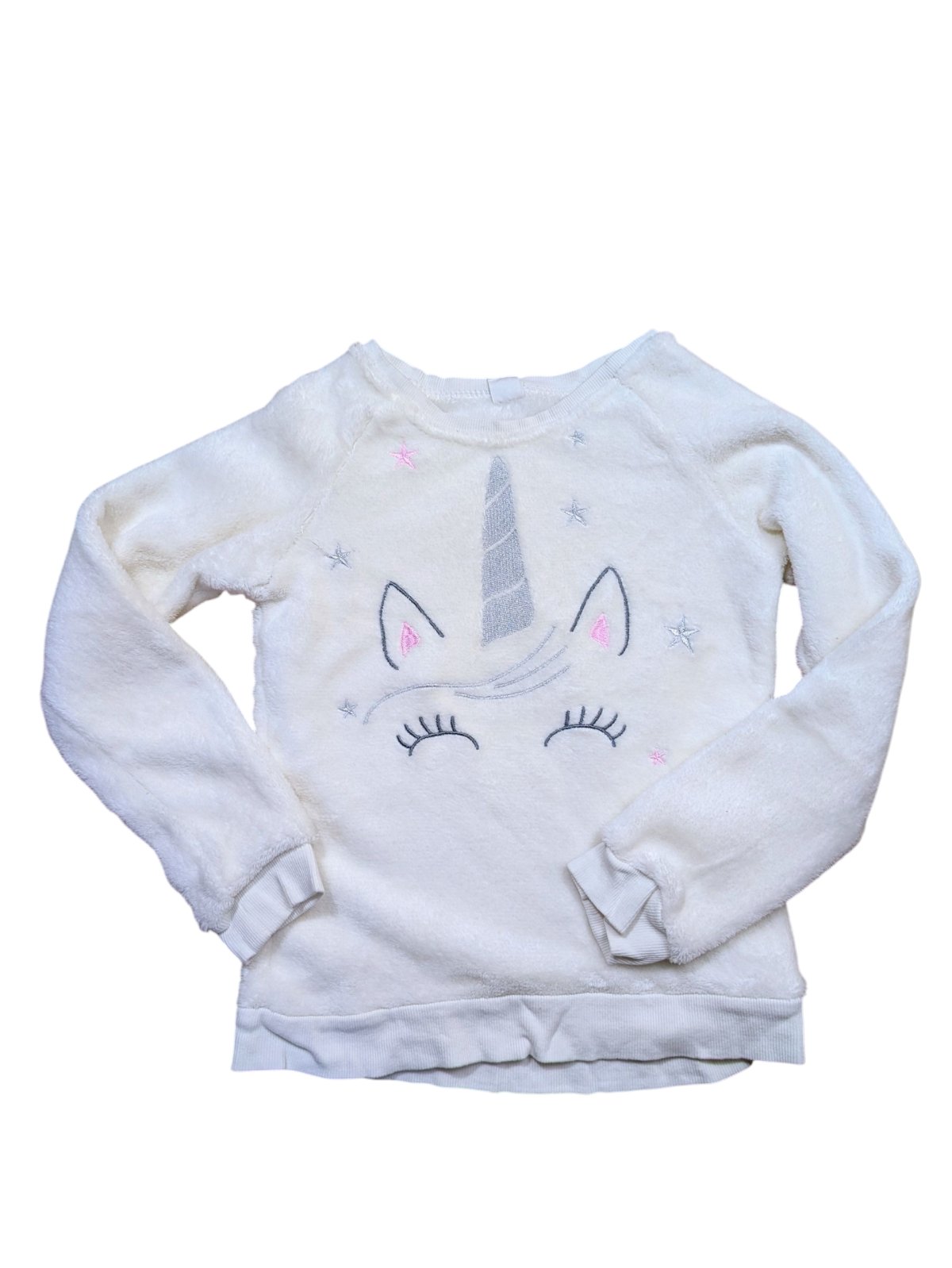 Bílá huňatá mikina s jednorožcem pro holky secondhand Cool Club