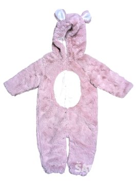 Růžový zateplený overal chlupatý pro holky secondhand Next