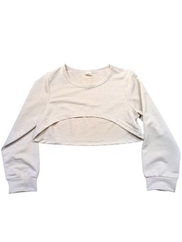 Světlé crop triko s dlouhým rukávem pro holky secondhand